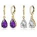 14K Gold Plated Teardrop Cubic Zirconia Dangle Earrings For Womens Best Gift (2 Pairs)