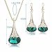 Women Fashion Water Drop Shape Gold Plated Jewelry Set Necklace Earring of Gemstone Crystal for Costume Show Wedding Party Dance Ceremony Accessories