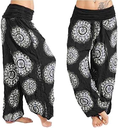 Muranba Pants Womens Plus Size Loose Print Harem Wide Trouser