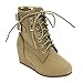 LINK GD37 Girl's Lace-Up Side Zipper Low Wedges Heel Ankle Booties
