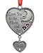 BANBERRY DESIGNS Mom Ornament - I Love You to The Moon and Back Ornament for Mom - Red Hearts and Moon Design with a Hanging Charm Engraved Mom