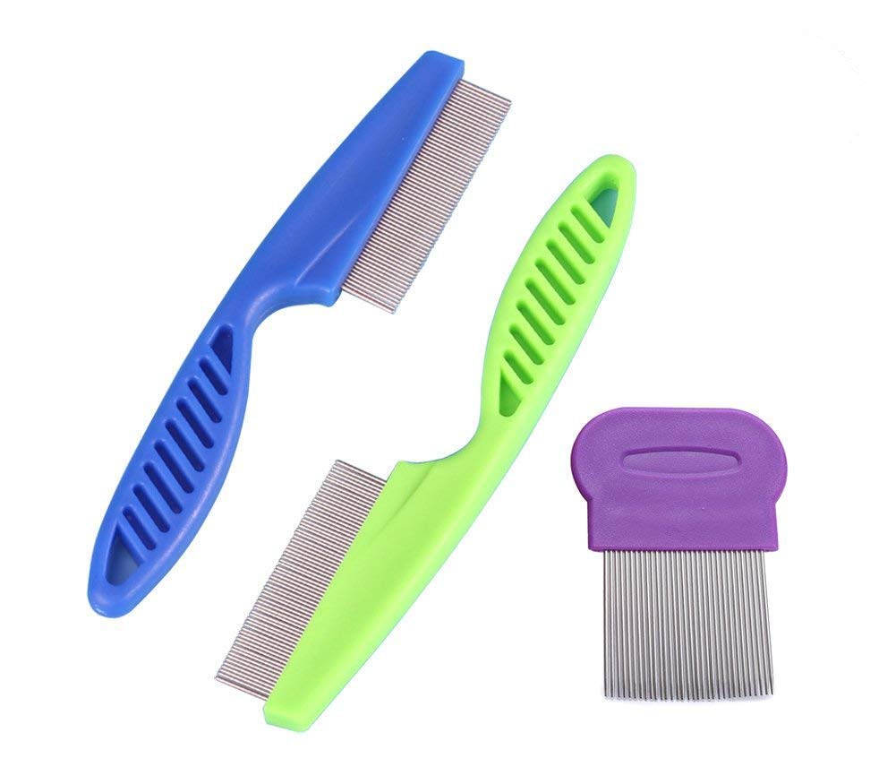 3 Pcs Flea Combs for Cats Dogs Flea Remover Pet Grooming Tools Pet Lice Combs Closely Spaced Metal needle