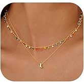 A ALARTAN Initial Necklace for Women Dainty Colorful Bead Layered Letter Necklace Personality Initial Necklace Trend Beach Choker Necklace for Women Jewelry Gifts