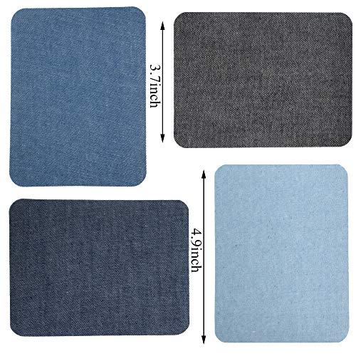 12pieces Denim -Iron on Patches for Clothing Repair, Denim Patches for Jeans Kit,Iron for Inside Jeans & Clothing Repair, Square 4 Colors