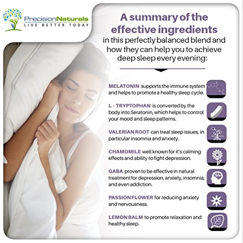 Sleep Aid W/Melatonin Non Habit Forming Natural Sleeping Supplement Pills 60 Capsules Chamomile Magnesium Valerian GABA Lemon Balm Extract Nighttime Herbal Formula Stress Anxiety Insomnia Relief
