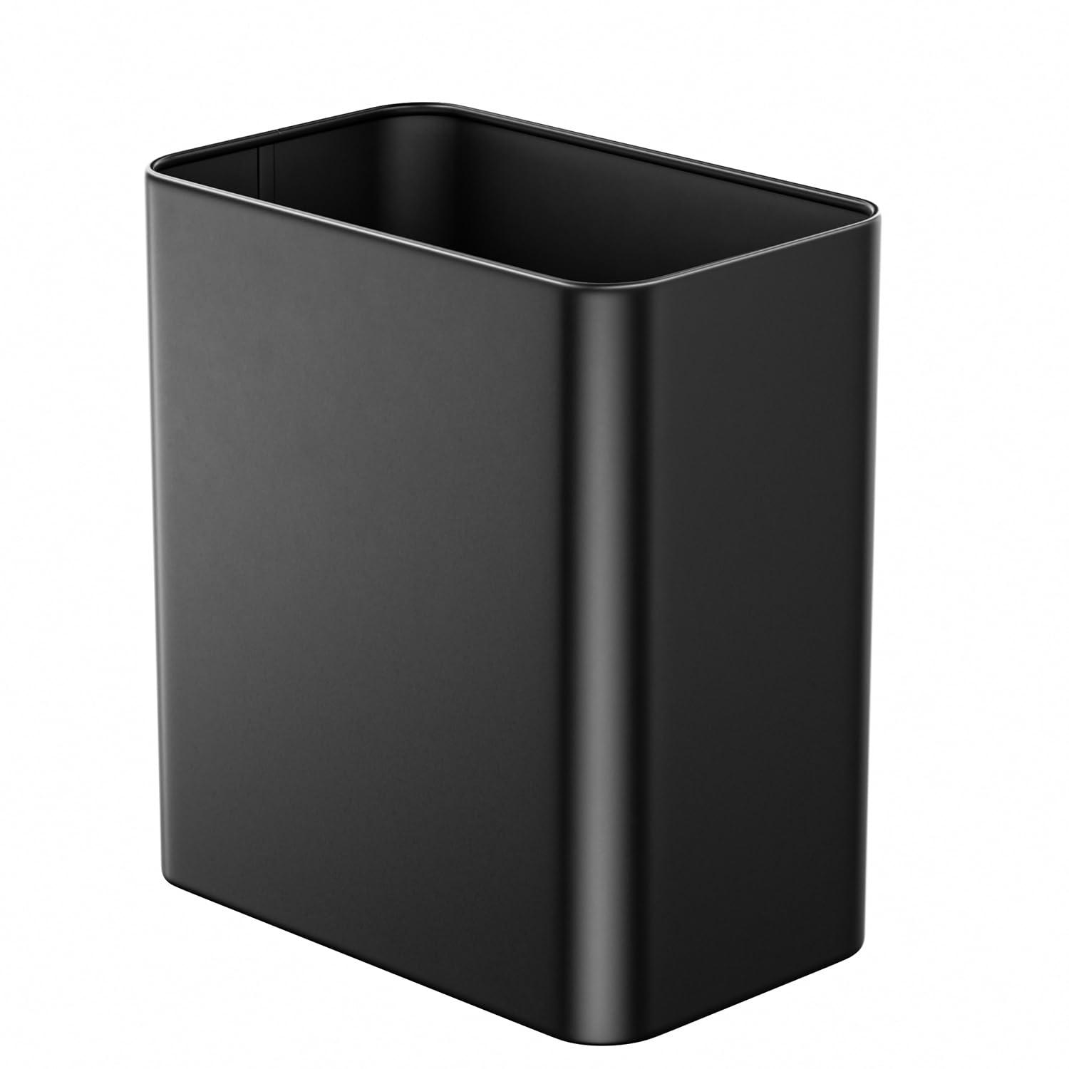 Photo 1 of Veelesa Small Bathroom Trash Can 2.4 Gallon Wastebasket, Slim Metal Garbage Can Matte Black Stainless Steel Trash Bin for Bedroom,Office,Kitchen,Toilet, rv, Near Desk, Under Sink