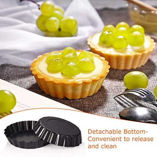 Meichu Mini Tart Pan with Removable Bottom, Nonstick Quiche Pan, 4 Inch Quiche Pan Set of 6 (4 Inch) - Thumbnail 2
