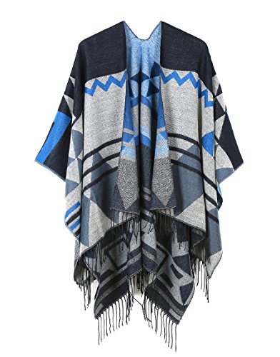 Fringe fleece shoulder wrap batwing blanket sweater cap…