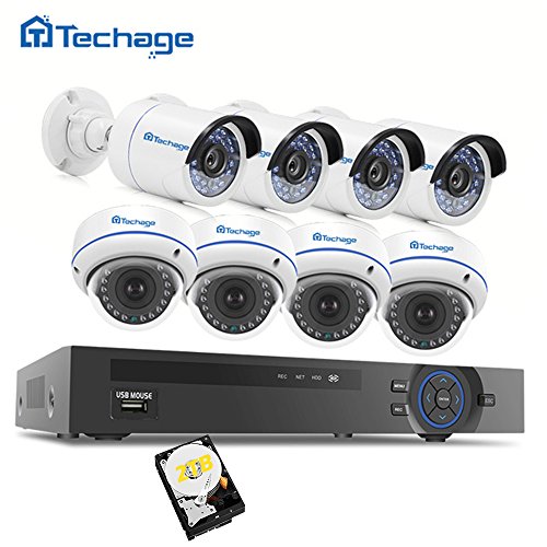 Buy 1080P PoE CCTV Security Camera System, Techage 4 Bullet+4 Dome Cam