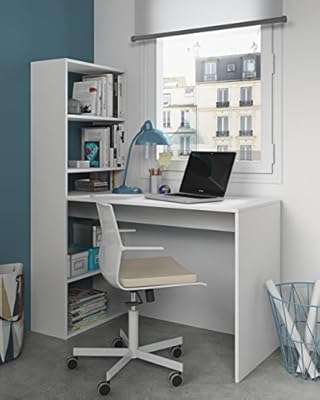 Ronz Duplex White Computer Desk Workstation With Bookcase