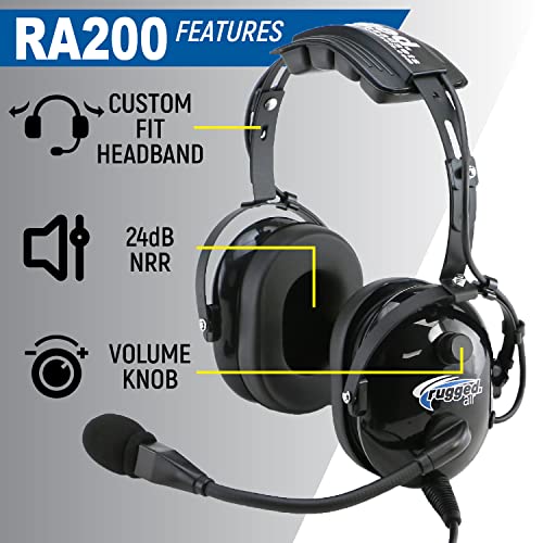 Rugged. Air RA200 {General Aviation Pilot Headset} for Flying Features