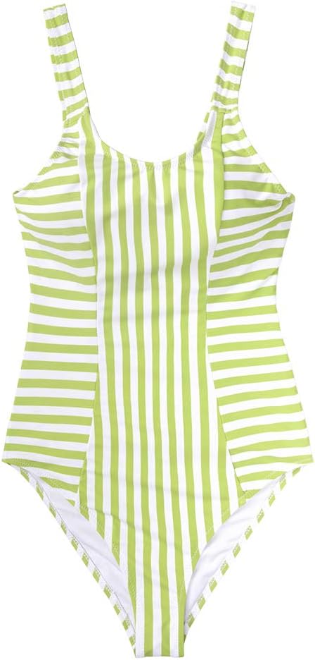 green and white one piece swimsuit