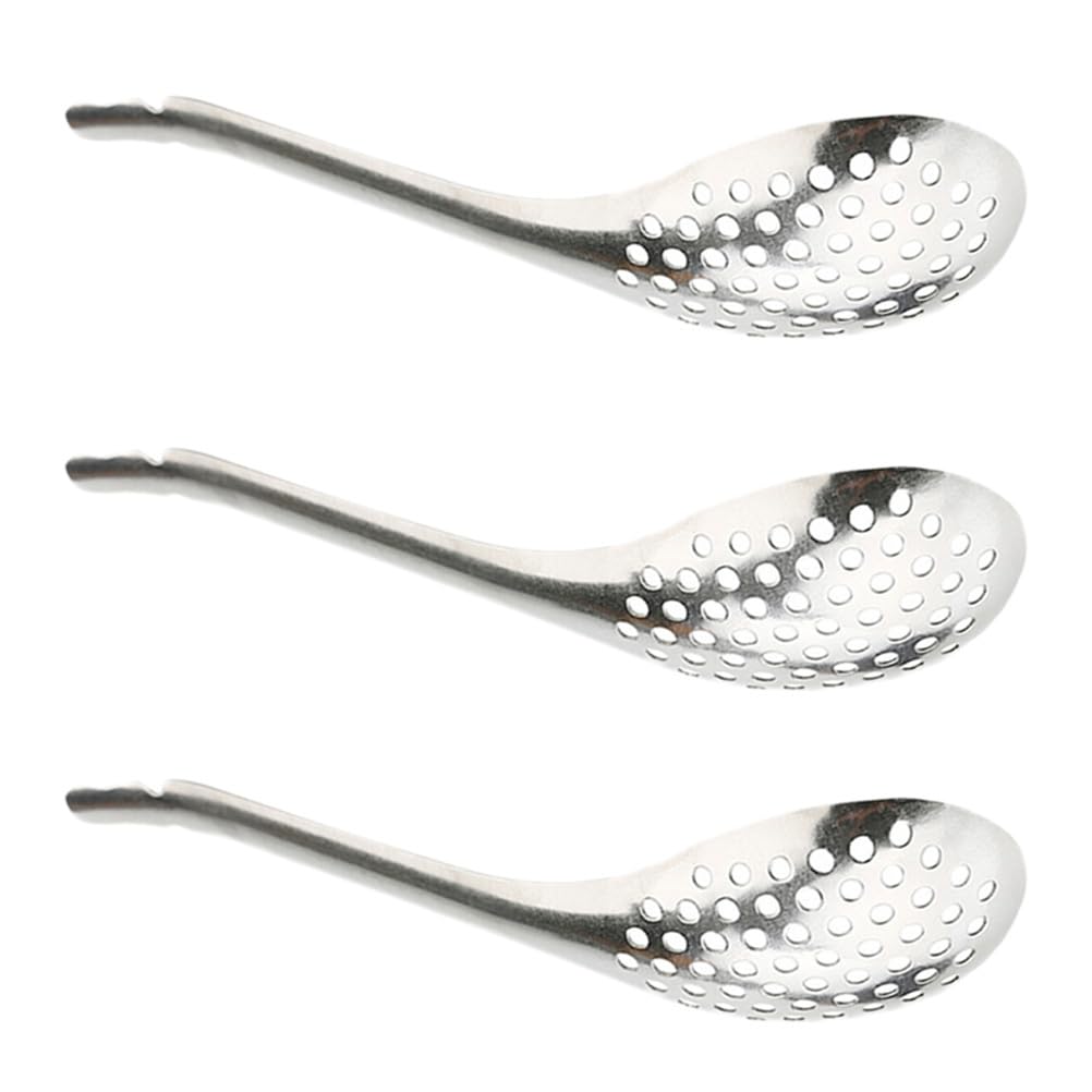 TOYANDONA 3Pcs Stainless Steel Spherification Spoon Culinary Plating Spoon Spherification Bar Spoon Salad Fruit Slotted Spoon for Kitchen