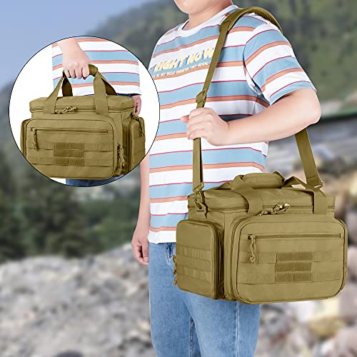 DSLEAF Tactical Gun Range Bag for 4 Handguns, Pistol Shooting Range Bag with 6X Magazine Slots