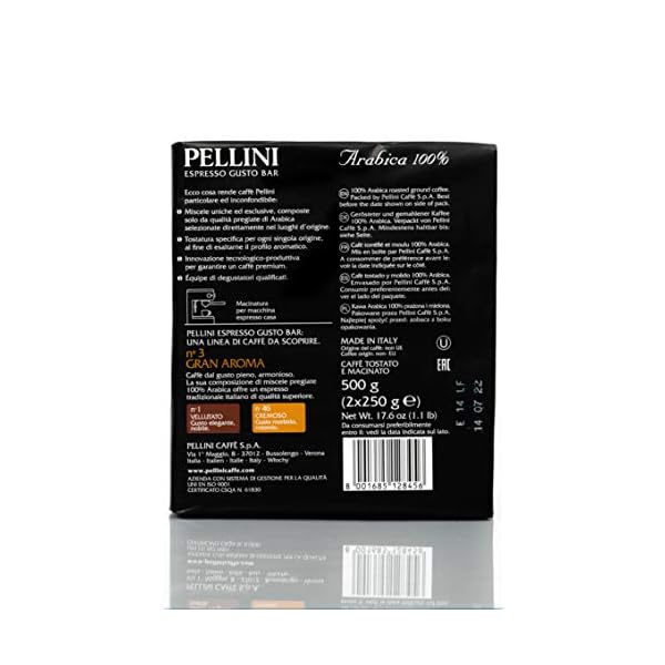Pellini Espresso Gusto Bar Nr. 3 Gran Aroma Gemahlen für Espressomaschine 500 g – Bild 4