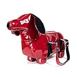 Bagoddess Lady Cute Red Doggy Bright Surface Leather Tote Handbag