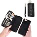 JAZ iPhone 7 Plus Wallet Case Zipper Purse Detachable Magnetic14 Card Slots Card Slots Money Pocket Clutch Leather Wallet Case for iPhone 8 Plus / 7 Plus Black