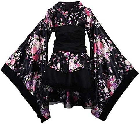 HongH Japanese Short Kimono Costume Solid Ladies Cafe Bar Maid Uniform with  Apron Headdress Girl Anime Cosplay Outfit, Black, L price in Saudi Arabia |  Amazon Saudi Arabia | kanbkam