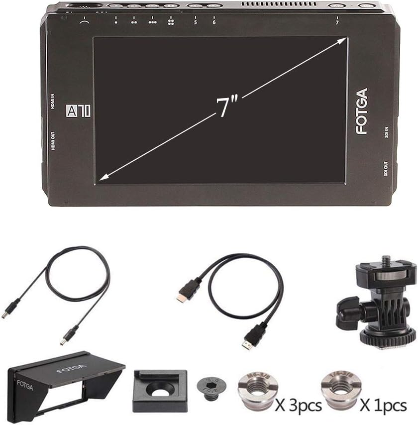 Fotga DP500IIIS A70TL 7-Inch Touchscreen FHD IPS Video Camera Field Monitor With Loudspeaker ,3D LUT,1920x1080,4K HDMI Input/Output,Dual NP-F Battery Plate NP-F970 NP-F770 for DSLR Cinema Camera