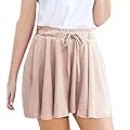 iYYVV Women Basic Stretchy Flared Casual Loose Short High Waist Mini Skater Skirt