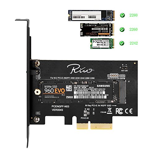 Rivo-PCI-E-Riser-PCIe-M2-PCIe-SSD-to-PCIe-Express-30-x4-Adapter-Card-Supports-M2-NGFF-PCI-e-30-20-or-10-NVMe-or-AHCI-M-Key-2280-2260-2242-2230-Solid-State-Drives