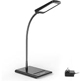 TROND Desk Lamp, Dimmable Eye-Caring Table Lamp, Memory Function, Black | 3 Color Modes 7 Brightness Levels, Flexible Gooseneck, Touch Control, Desk Light for Home Office Dorm Room Essentials