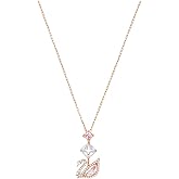 Swarovski Dazzling Swan Y Necklace, Pink, Rose-gold Tone Plated