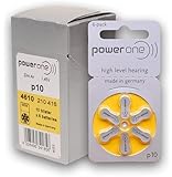 Original Powerone Battery 10, (60ea/pkg) p10 Zinc Air Hearing Aid Batteries (Yellow) Size 10