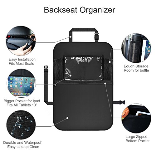 image for oneisall Car Seat Back Protector(2 Pack), Kick Mats Waterproof Car Bac