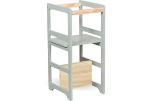 Decoratta Torre De Aprendizagem Montessori 4 Em 1 Laqueada Verde Cha