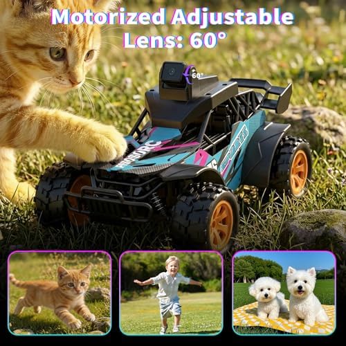 Voiture Télécommandée Avec Caméra, 2.4GHz Écran LCD 2.8" et Caméra Orientable à 60°, Vidéo en Direct, Double Commande APP/Radio, Rechargeable Voiture Télécommandée Cadeau pour Enfants et Adultes