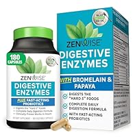 Zenwise Health Digestive Enzymes for Gut Health & Bloating Relief - Multi Enzymes Digestion Supplement with Probiotics, Bromelain & Papaya for Digestive Health Support - Men & Women - 180 Count