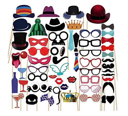 Props Funny Photo, Photo Props, Party Photo Handheld Selfie Photo Posing Props Funny Photo Booth Wedding Photo Accessories Birthday Christmas Cosplay Party Props 58 Pieces
