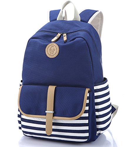 Canvas Laptop Bag Cute School Backpack College Bookbag Shoulder Daypack Casual Travel Bags for Teen Girls and Women
