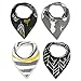 MKONY Baby Bandana Drool Bibs with 2 Snaps,Gold & Gray Set,4-Pack Soft Absorbent Cotton, Cute Baby Gift for Boys & Girls