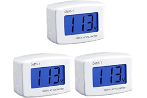 Voltage Tester Digital Voltmeter Voltage Tester Gauge Meter Measuring Panel DM55-1 AC 80-300V LCD Display for Home Office 3PC
