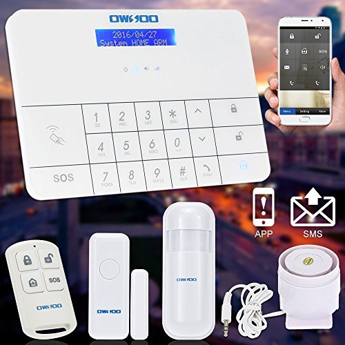 OWSOO Home Burglar Security Alarm System 433MHz Wireless Auto-dial PSTN LCD Display Remote Control with 9pcs Window Sensors +4pcs PIR Motion Sensors +1pcs Water Intrusion Leakage Sensor + Sirens