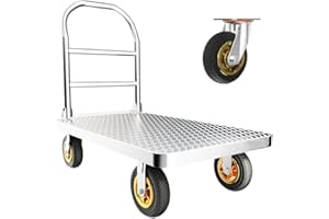 Julymoda Platform Truck,43" x 26" Large Foldable Push Cart Dolly,2000 LBS Steel Flatbed Moving Platform Trucks Hand Cart w/360 Degree 6" Swivel Wheels for Groceries, Warehouse,Garage