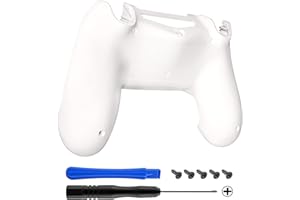eXtremeRate White Game Improvement Replacement Parts Back Housing Cover, Custom Bottom Shell Compatible with ps4 Controller J