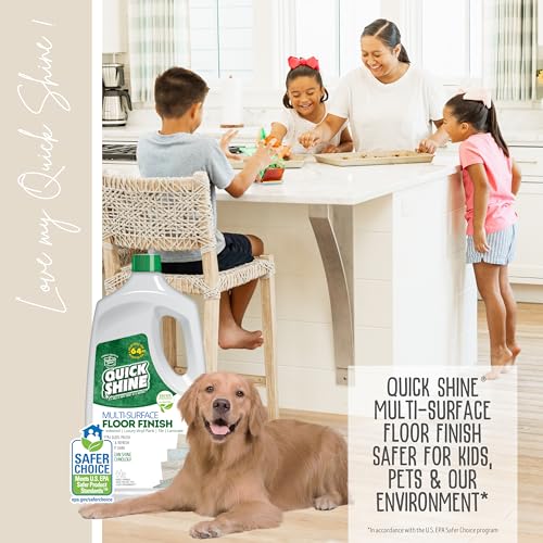 QUICK SHINE MULTI SURFACE FLOOR FINISH 64OZ | CLEANER & POLISH TO USE ON HARDWOOD, LAMINATE, LUXURY VINYL PLANK LVT, TILE & STONE | SAFER CHOICE W/CLEAN SHINE TECHNOLOGY | SHINE-PROTECT-REFRESH