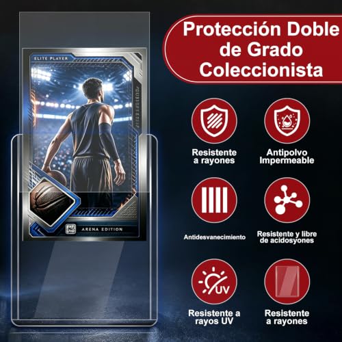 200PCS Clear Card sleeves, Top Loader, 2.5 x 3.5 pulgada Fundas para Cartas para Tarjetas de Fútbol, Béisbol, Juegos y Coleccionable (100pcs Dura Toploader + 100pcs Suave Sleeves)