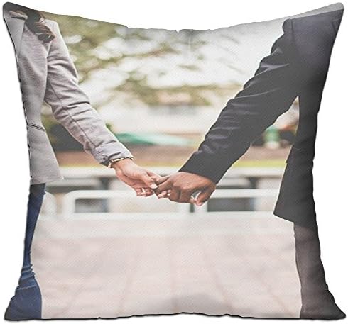 Couple Man Woman Girl Guy Holding Hand Bokeh Tree Watch Cozy Sofa Pillow 18in X 18in (Including Pillow Inside)