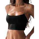 Abasona Women's Sexy Spaghetti Strap Camisole Tank Tops Y2k Tube Slim Fitted Yoga Basic Cami Crop Top