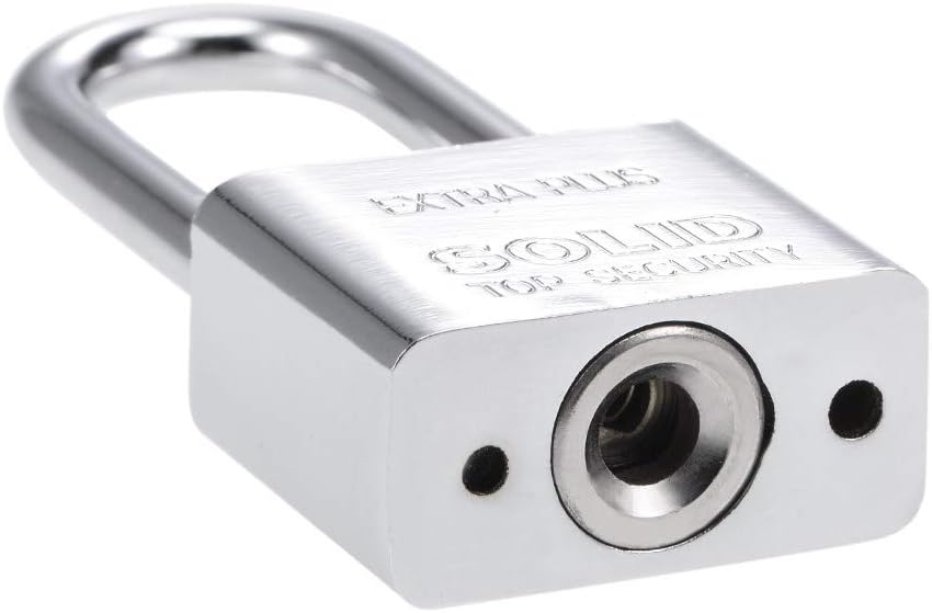 sourcing map Steel Padlock, Keyed Alike, 30mm Wide Chrome Finish Harden Long Shackle, 2Pcs - Image 5