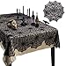 Korlon 2 Pieces Halloween Tablecloth, Halloween Spider Web Tablecloth Table Cover, 54”x 72” Rectangular & 42” Round Black Spider Web Lace Tablecloth for Halloween Kitchen Decor Party Decorations
