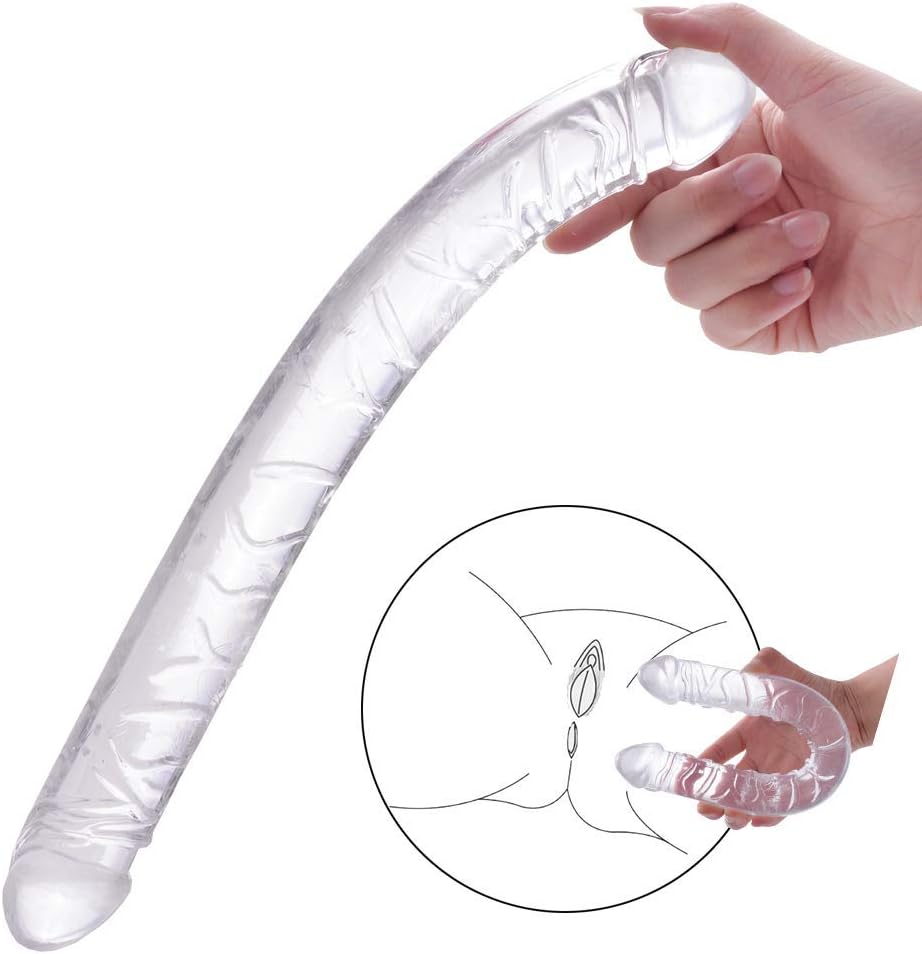 Blloeo 86-13 Inch Double Sided Toy Real Feel Realistic Soft Flexible Double Head Massage for Female (Transparent2)