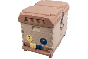 Apimaye Insulated 7 Frame Langstroth Nucleus Assembled Bee Hive Set with Core Frames and Foundations [Tan]