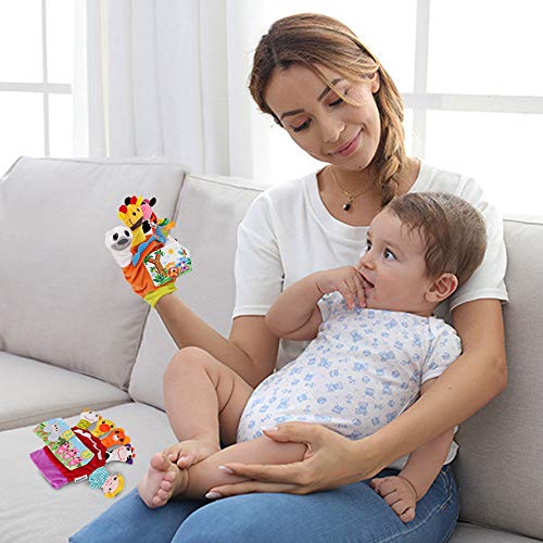 Sealive Farm Animals Hand Puppets Set with Cloth Book Story Telling, 10 pcs Finger Puppet Soft Gloves Handpuppets Toys for Kids Toddlers - Thumbnail 5