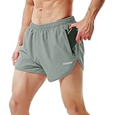 TENJOY Men's Running Shorts Gym Athletic Workout Shorts for Men 3 inch Sports Shorts with Zipper Pocket
