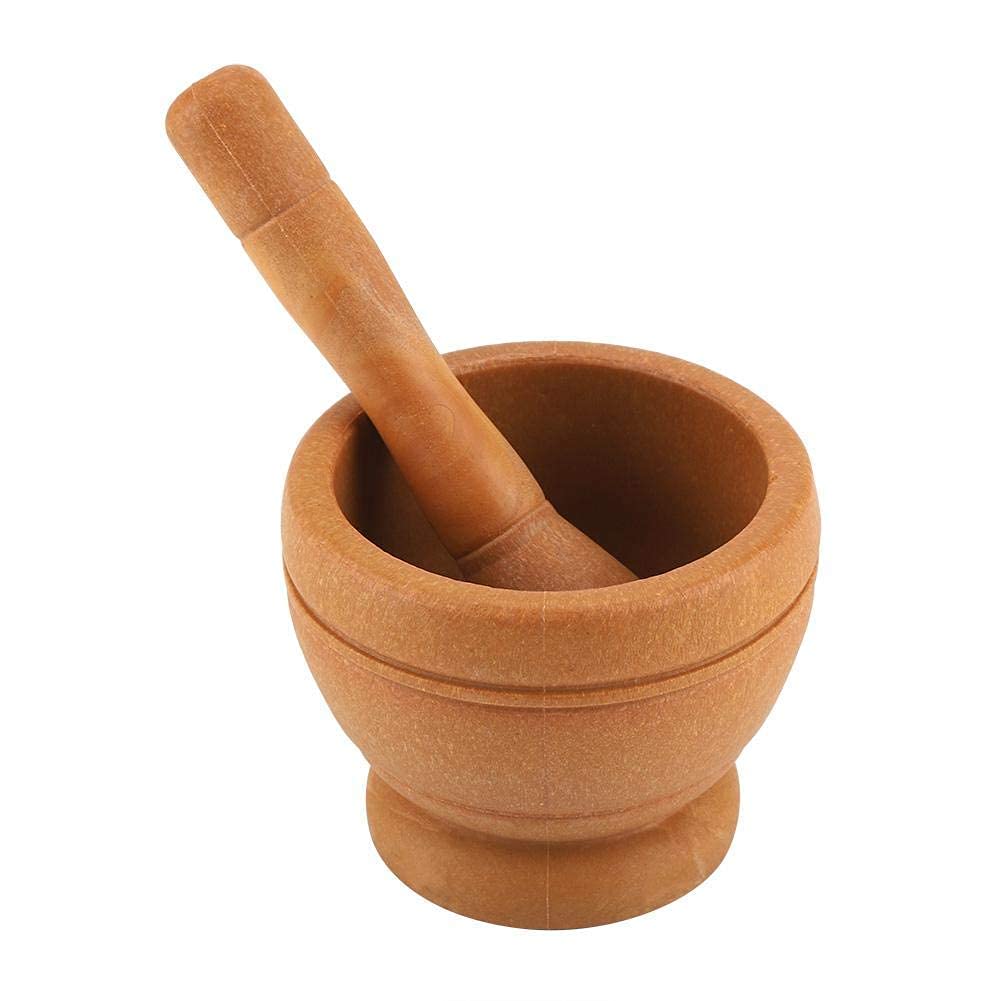 HERCHR Spice Crusher Set, Solid Plastic Grinder with Wood Grain Finish, Enameled, Brown, Yellow, Oak, Gold